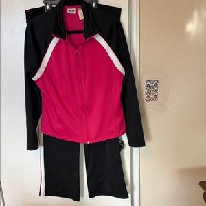 Athletic Works Black and Pink Track Jacket and Pants Set
